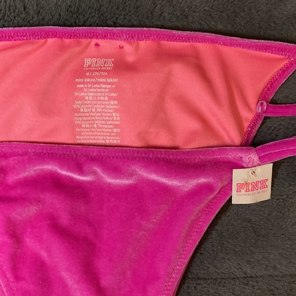 NWT Victoria’s Secret Pink strappy velvet mini bikini bottom - size medium - Picture 2 of 4